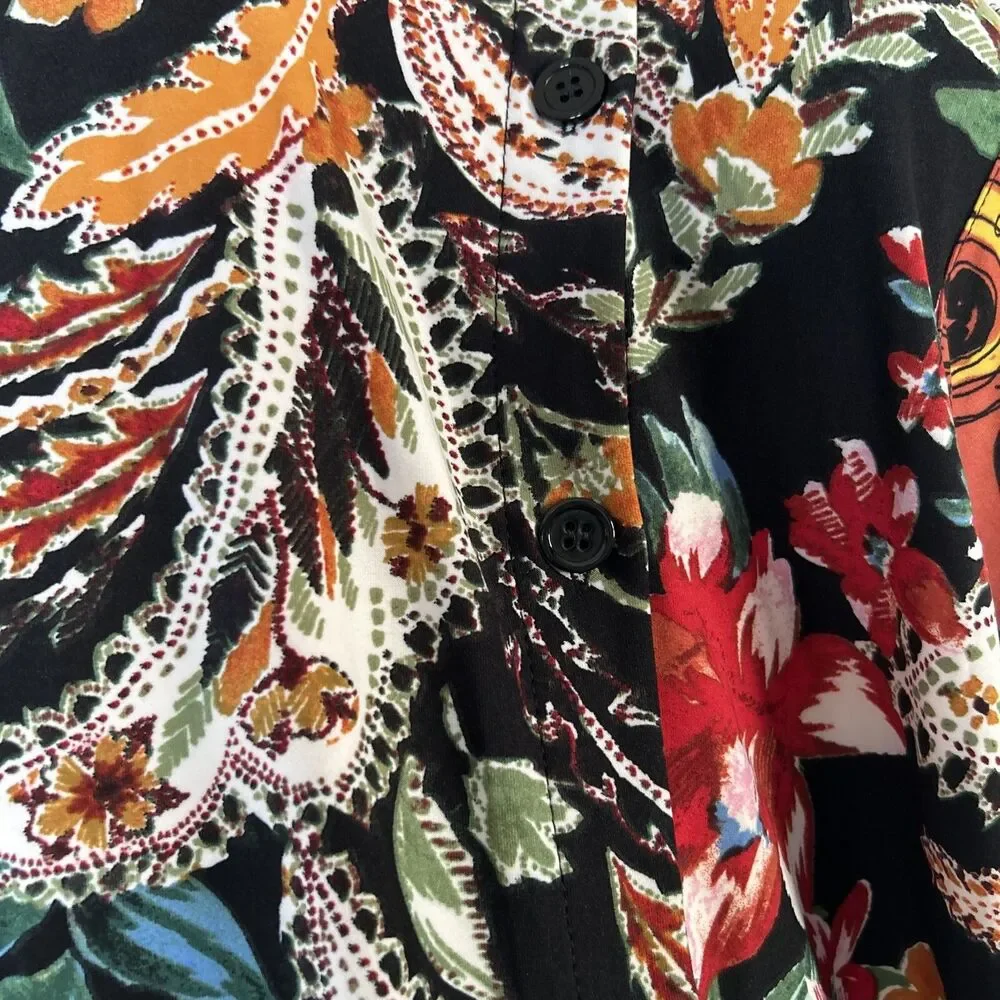 Attitudes by Renee Stretch Knit Floral Print Tunic Blouse Collar Plus Size 2X